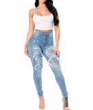 GETADME 2024 Autumn High Waist Ripped Jeans For Women Fashion Stretch Skinny Denim Pencil Pants Casual Slim Trousers S-3XL