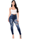 GETADME 2024 Autumn High Waist Ripped Jeans For Women Fashion Stretch Skinny Denim Pencil Pants Casual Slim Trousers S-3XL