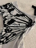 GETADME 2025 Summer Sexy One Shoulder Design Y2k Vintage T-Shirts Women Streetwear 2000s Casual Print Tees Korean Fashion Punk Crop Tops