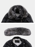 GETADME 2025 Hot Fashion Women New Winter Warm Faux Leather Jackets with Fur Collar Belt Ladies Thick Black Moto & Biker Outerwear Coats