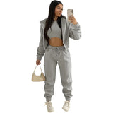 GETADME 3pcs Women's Clothing Set Fleece-lined Hooded Sweater &Sleeveless Tank Top & Sports Sweatpants Pants