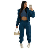 GETADME 3pcs Women's Clothing Set Fleece-lined Hooded Sweater &Sleeveless Tank Top & Sports Sweatpants Pants