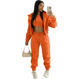 GETADME 3pcs Women's Clothing Set Fleece-lined Hooded Sweater &Sleeveless Tank Top & Sports Sweatpants Pants