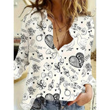 GETADME Autumn & Spring Long Sleeve Shirts For Women Elegant 3d Horse Printed Single-Breasted Lapel Tops 2024 New Button Basic Shirts