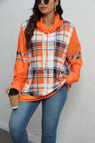 GETADME Autumn and Winter Women's Plus Size Hooded Plaid Printed Sweatshirt Fashion Casual Simple Sweatshirt