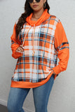 GETADME Autumn and Winter Women's Plus Size Hooded Plaid Printed Sweatshirt Fashion Casual Simple Sweatshirt