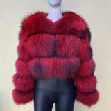 Getadme  Real Raccoon Fur Coat Women Winter Long Sleeve Natural Luxury Jackets  Thick  Top