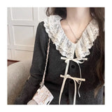 GETADME Kawail Lace Up Knitted Cardigan Sweater Japanese Fashion Women's Aesthetic Knitwear Spring Cute Sweet Preppy Korean