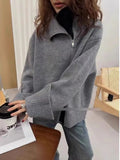 Getadme European turtleneck zipper 100% cashmere cardigan women's autumn and winter high-end loose thick wool knit sweater coat