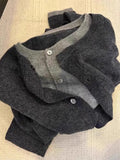 GETADME Fake two 100% pure cashmere sweater cardigan dark grey high-grade wool knit coat top