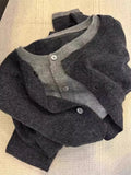 GETADME Fake two 100% pure cashmere sweater cardigan dark grey high-grade wool knit coat top