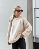 GETADME Fashion Striped Women Knitted Sweater 2024 Spring Casual Long Sleeve O-neck Mohair Pullover Chic Loose All-match Female Knitwear