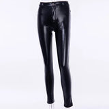 GETADME Fashion Women PU Black Faux Leather Pants High Waist Push Up Tights Leggings Elastic Skinny PU Trousers Autumn Winter Streetwear