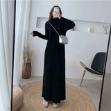 Extra Long Sweater Dress Women Autumn and Winter High-neck Long Sleeve Knitted Bottoming Dress Thick Shirt Femme Robe f2618