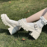 lolita shoes platform shoes heels mary janes Women Japanese Style Vintage shoes for women College Student white Women's shoes 43