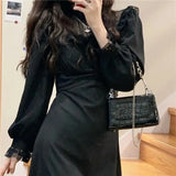 Getadme-French Lace Vintage Dress Women Fashion Puffer Sleeve Elegant One Piece Dress Korean 2022 Spring High Street Slim Midi Dress Y2k