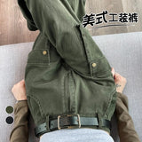 Getadme Y2K Cargo Pants Women Green Wide Leg Cargo Trousers Female Korean Streerwear Hip Hop Pockets Casual Retro Safari Style