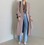 NEW new Fashion Casual Simple Classic Slim long suit coat Chic Business Jacket windbreaker suit collar office lady coat