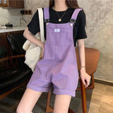 Getadme Summer Vintage Purple Jean Jumpsuit Women Cotton Wide Legs Bib Female Overalls Woman Personality Denim Rompers