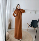 Extra Long Sweater Dress Women Autumn and Winter High-neck Long Sleeve Knitted Bottoming Dress Thick Shirt Femme Robe f2618