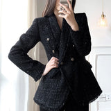 GETADME High-quality Slim Suit Is Thin And Small Fragrance Jacket Women 2022 New Double-breasted Goddess Temperament Tweed Suit Jacket