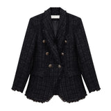 GETADME High-quality Slim Suit Is Thin And Small Fragrance Jacket Women 2022 New Double-breasted Goddess Temperament Tweed Suit Jacket