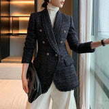 GETADME High-quality Slim Suit Is Thin And Small Fragrance Jacket Women 2022 New Double-breasted Goddess Temperament Tweed Suit Jacket