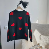 GETADME Love Embroidery Women's Knitting Sweaters Sweet Chic Long Sleeved O-neck Pullovers 2024 New Female Casual Fashion Sweater