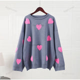 GETADME Love Embroidery Women's Knitting Sweaters Sweet Chic Long Sleeved O-neck Pullovers 2024 New Female Casual Fashion Sweater