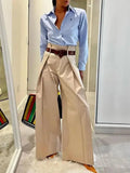 GETADME Missuoo Solid Color High Waist Pants for Women 2025 Fall New Loose Fit Wide Leg Trousers Commuter Pants for Office Ladies