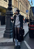 GETADME New European and American Street Harajuku Gray Sports Suit Fashion Brand Oversized Loose Hoodie Shorts Zipper Sweatshirt Women