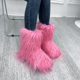 GETADME New Fashion Mongolia Fur Woman Snow Boots Rainbow  Lady Winter Boots Warm Boots Women Boots Shoes Bottes de neige femmes