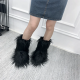 GETADME New Fashion Mongolia Fur Woman Snow Boots Rainbow  Lady Winter Boots Warm Boots Women Boots Shoes Bottes de neige femmes