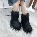 GETADME New Fashion Mongolia Fur Woman Snow Boots Rainbow  Lady Winter Boots Warm Boots Women Boots Shoes Bottes de neige femmes