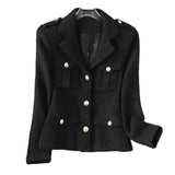 GETADME New Fashion White Blazer Suit Collar Small Fragrance Jacket High-Quality Tweed Coat Short Black Wool Outerwear Female Tops 4XL