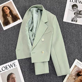 GETADME New Suit Women Crop Coat Korean Elegant Pearl Loose Female Casual Jacket Spring Autumn Turn Down Collar Office Ladies Coat