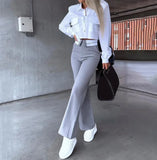 GETADME Office Lady Women's Pant Sets 2 Pieces New Holiday Style Short Blazers Coat + Straight Pants Suit 2024 Spring Womens Outfits