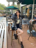 Getadme Plaid Shirt Casual Women's Blouses Fashion Female Vintage Long Sleeve Loose Plaid Blouse Tops Chiffon Casual Shirts