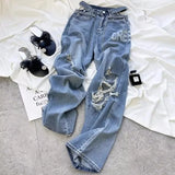 Getadme Ripped Jeans Women Female Clothing Vintage Jeans Woman High Waist Y2k Women's Pants Streetwear Denim Baggy Korean Fashion