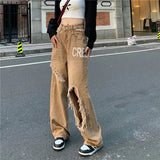 Getadme Ripped Jeans Women Female Clothing Vintage Jeans Woman High Waist Y2k Women's Pants Streetwear Denim Baggy Korean Fashion