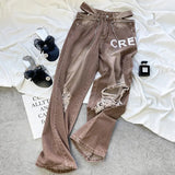 Getadme Ripped Jeans Women Female Clothing Vintage Jeans Woman High Waist Y2k Women's Pants Streetwear Denim Baggy Korean Fashion