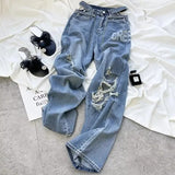 Getadme Ripped Jeans Women Female Clothing Vintage Jeans Woman High Waist Y2k Women's Pants Streetwear Denim Baggy Korean Fashion