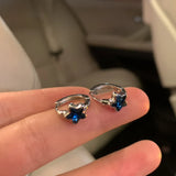 Y2K Trendy Cute Sweet Blue Star Hoop Earrings For Women Girls Simple New Fashion Vintage Earrings Aesthetic Jewelry Gift