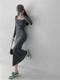 Women Spring Autumn Style Long Sleeve low cut Collar Mermaid Sexy Dress Vestidos