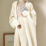 Long Cardigan for women 2024 new winter clothes Knitted fluffy long sleeve Cashmere sweater coat korean style warm vintage