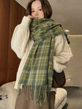 New Imitation Cashmere Women Scarf Winter Preppy Style Vintage Plaid Scarve Pashmina Mujer Foulard Blanket Wrap Shawl Pareo