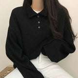 Getadme-Spring Summer Autumn Korean Casual Polo T-Shirt Female Pullover Fashion Women Blouse Simple Preppy Style Student Loose Soft