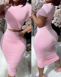 Getadme-Womens Two Piece Sets Elegant Sexy Outfit Short Sleeve Top & High Waist Skirt Set New Fashion Summer Casual Female Suit