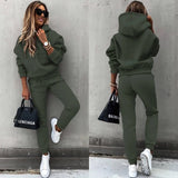 Women Winter Two Piece Set Tracksuit Solid Color Suit 2022 Autumn Trouser Suits Female Sweatshirt Solid Sports Hoodie Sportswear