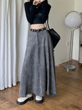 Getadme-Floor Length Skirt A-Line Skirt Loose Simplicity Casual Simplicity Temperament All-Match Women Autumn New Skirt